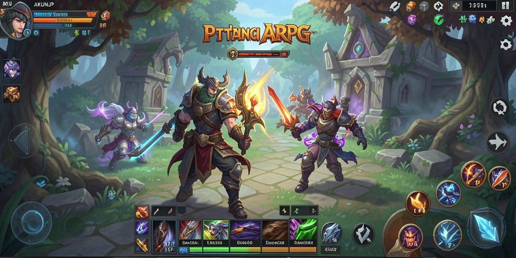 Screenshot menampilkan aksi mendebarkan dalam game ARPG AKUNJP.