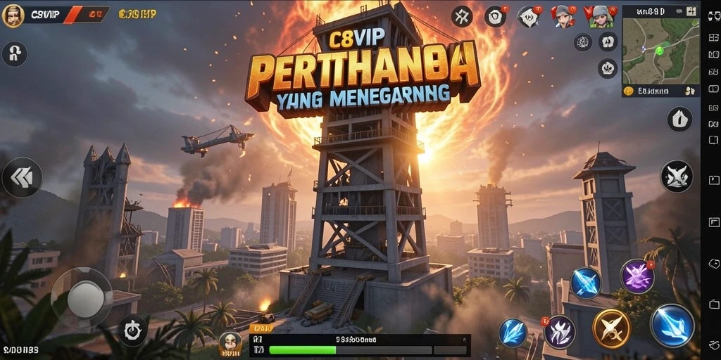 Tampilan gameplay C8VIP yang seru dalam pertahanan menara.