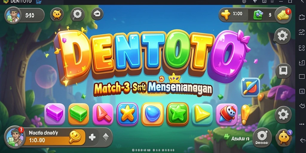 Tampilan gameplay DENTOTO yang penuh warna dan menarik.