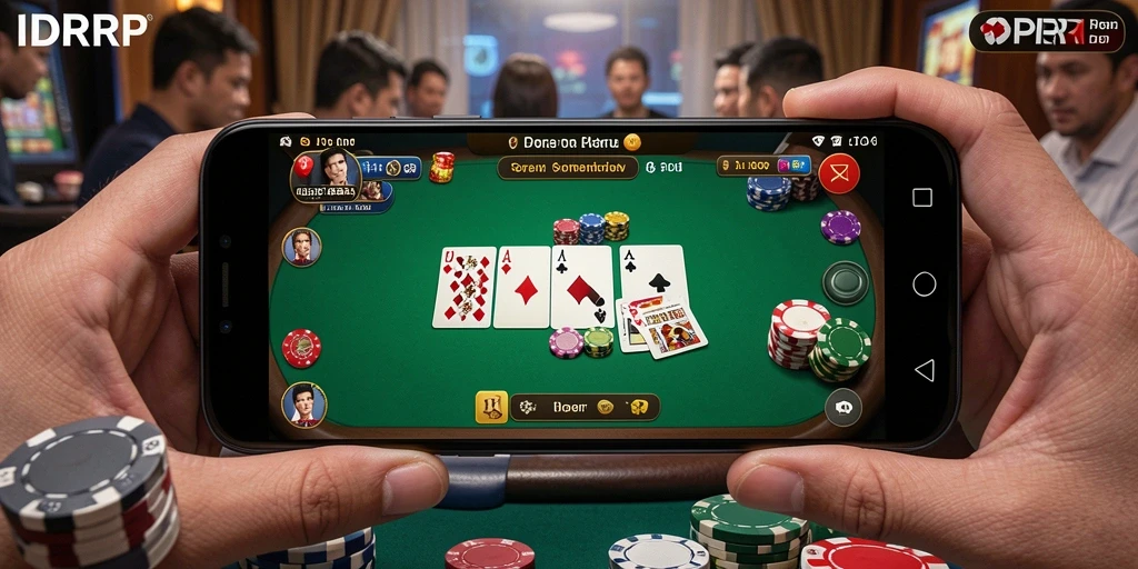 Screenshot gameplay IDRRP menunjukkan aksi seru permainan Poker.