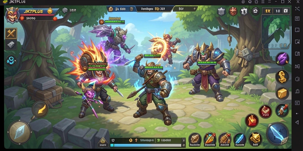 Screenshot utama JKTPLUS menampilkan aksi penuh di dunia RPG.