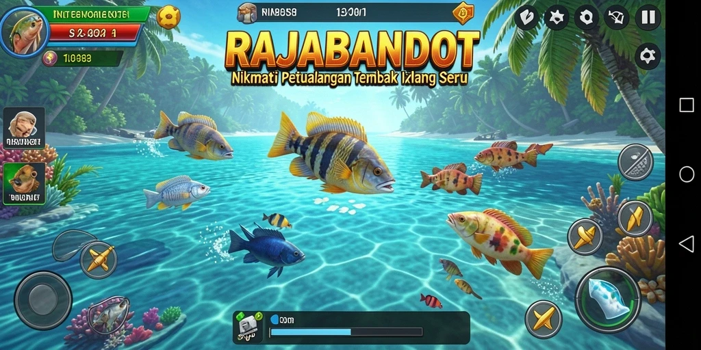 Tangkapan layar gameplay RAJABANDOT yang penuh aksi Tembak Ikan.