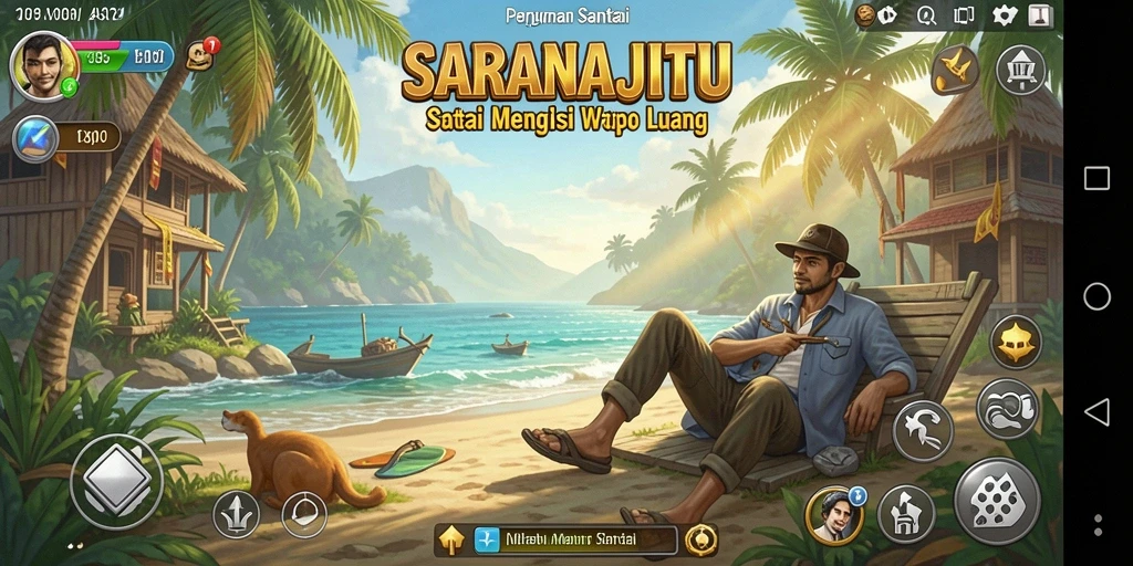 Screenshot gameplay SARANAJITU yang penuh warna dan menyenangkan.