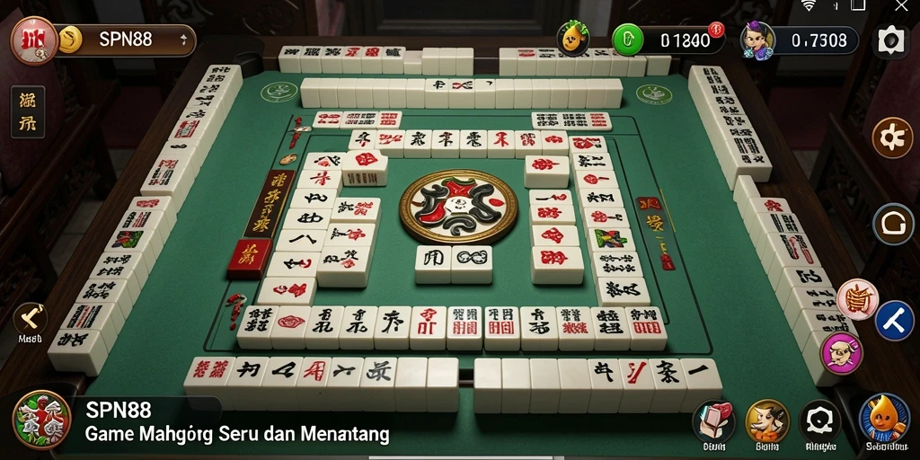 Screenshot dari gameplay SPN88 yang menunjukkan suasana permainan Mahjong.