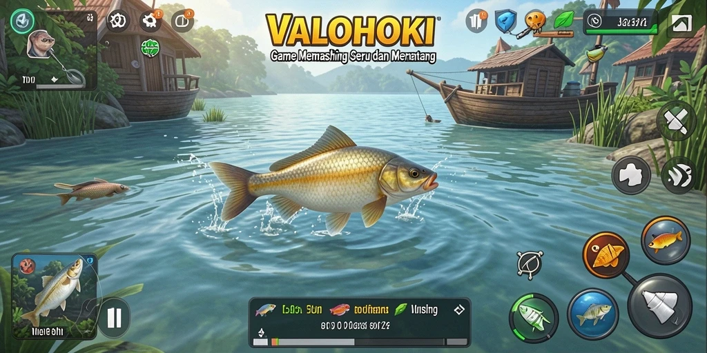Gameplay memancing yang seru dan menantang di VALOHOKI.