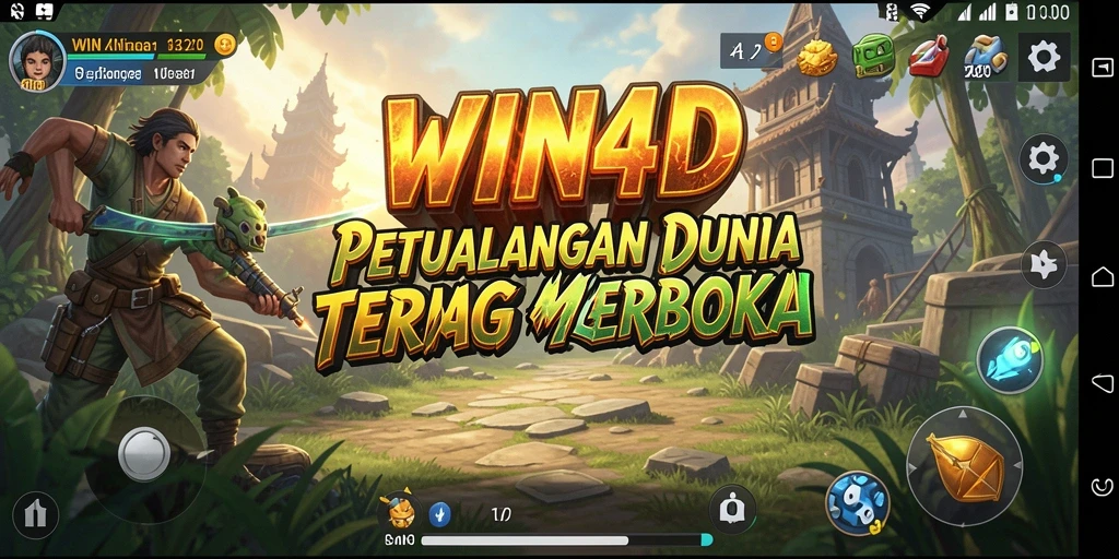 Screenshot gameplay WIN4D menampilkan dunia terbuka yang luas dan mendetail.
